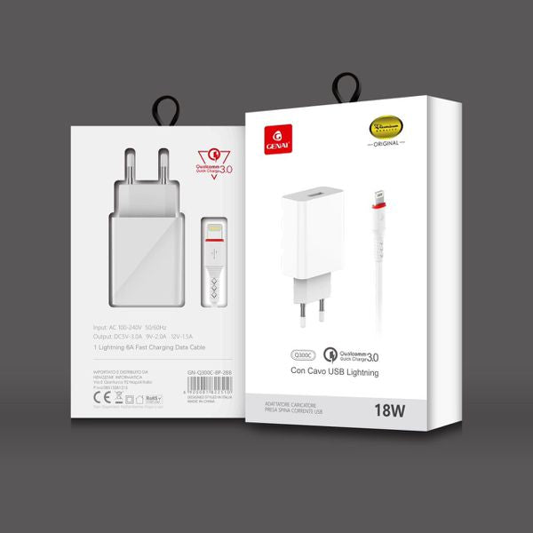GENAI GN-Q300C-8F18WIPHONE CARICATORE USB RAPIDA 3.0+CAVO