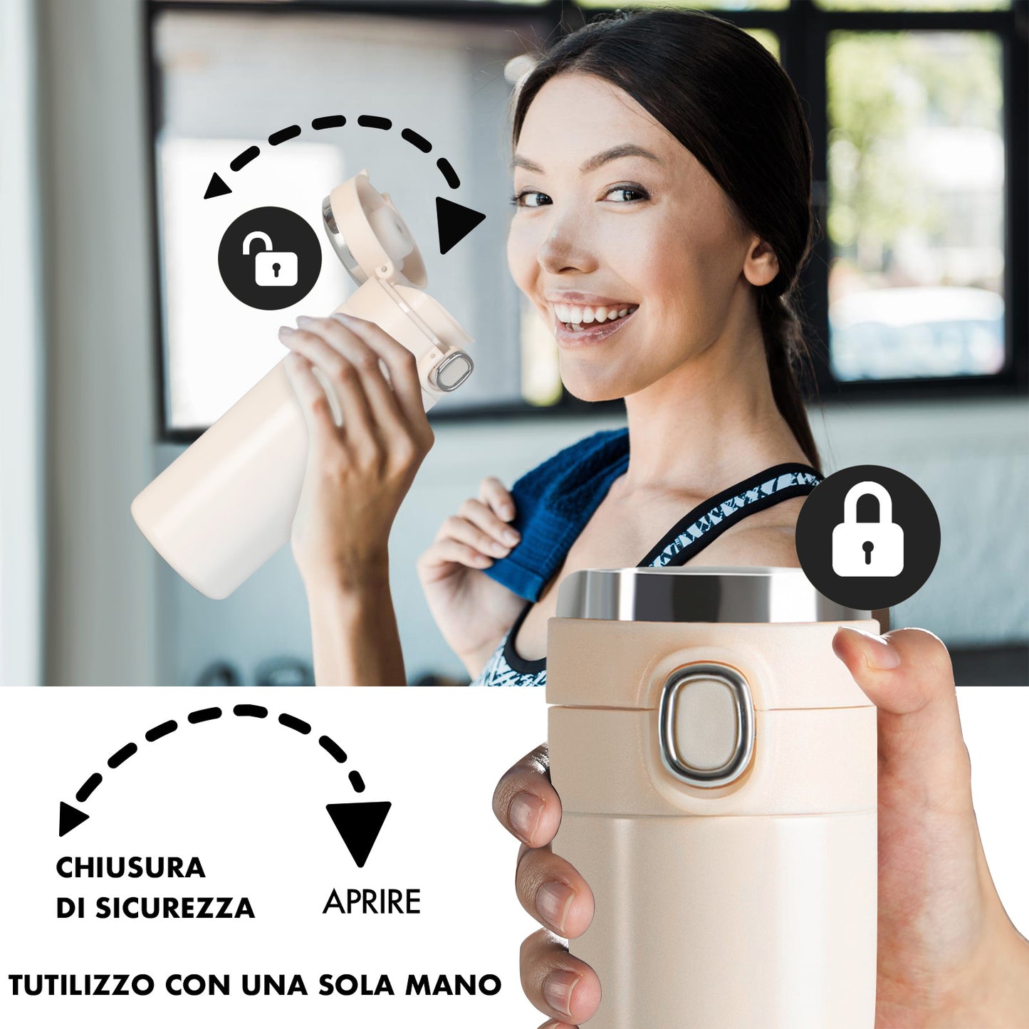 m MU Borraccia Termica con Schermo Touch LED per la Tempera 400ML Acciaio INOX