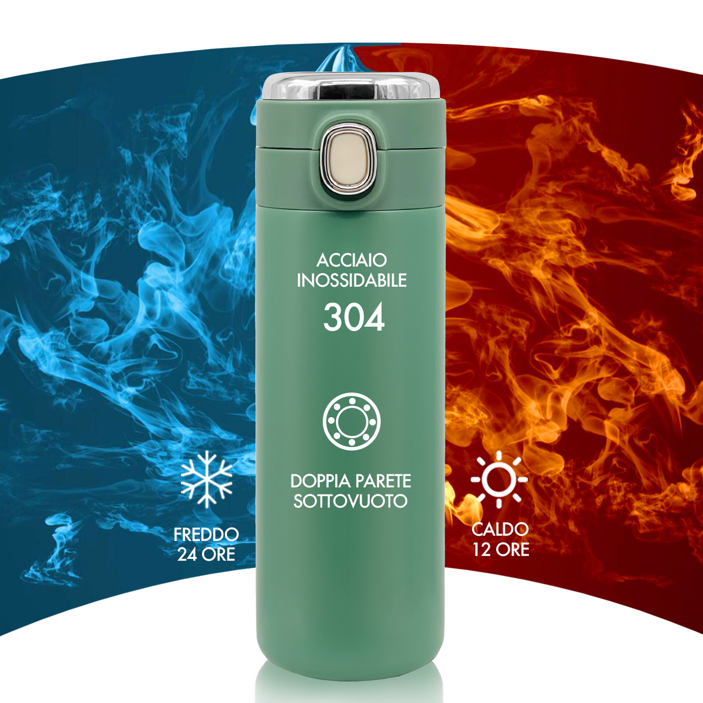 m MU Borraccia Termica con Schermo Touch LED per la Tempera 400ML Acciaio INOX