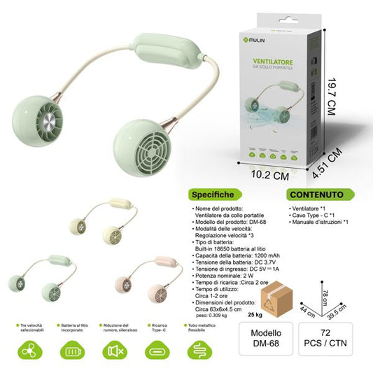 DM-68 VENTILATORE DA COLLO PORTATILE