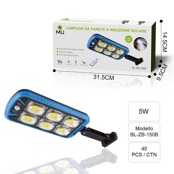 BL-ZB-150B LAMPADA DA PARETE A INDUZIONE SOLARE 4.6W