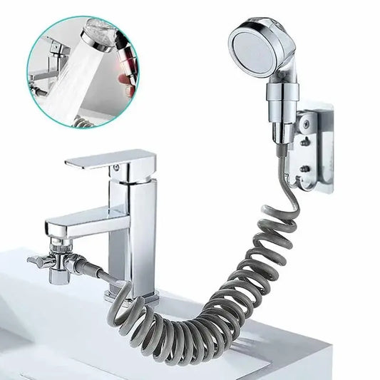 Shower Head Set, Sink Shower Head with Spiral Hose for Kitchen and Bathroom 