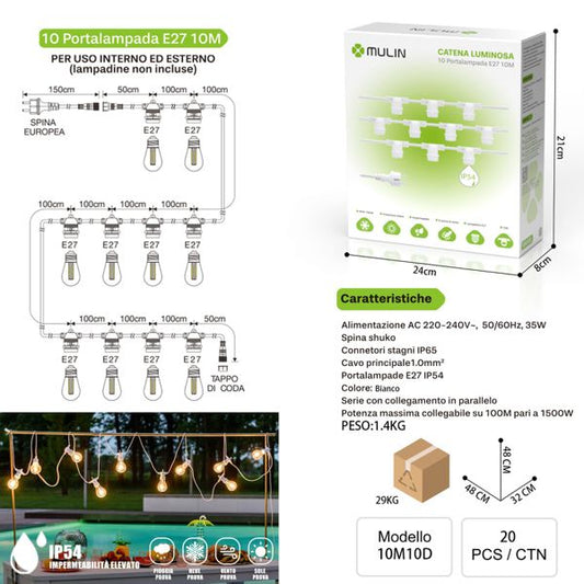 MU 10M10PORTALAMPADA LIVELLO BIANCO
