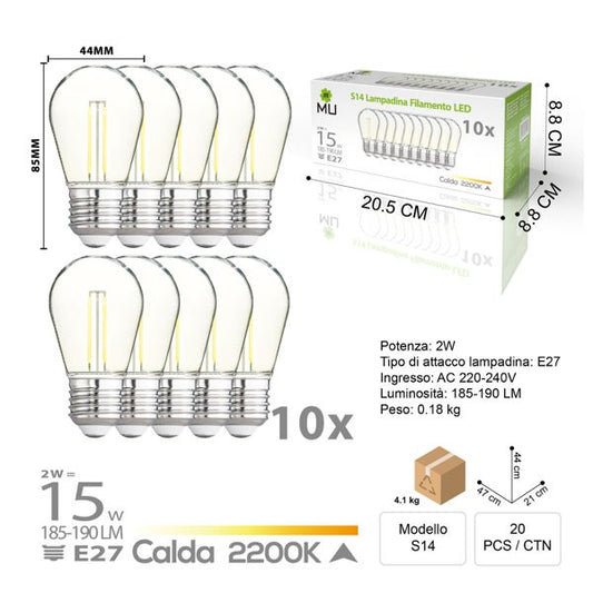 MU S14 LAMPADINA FILAMENTO LUCE