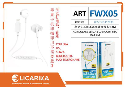 AURICOLARE SENZA BLUETOOTH FILO DA 1.2M