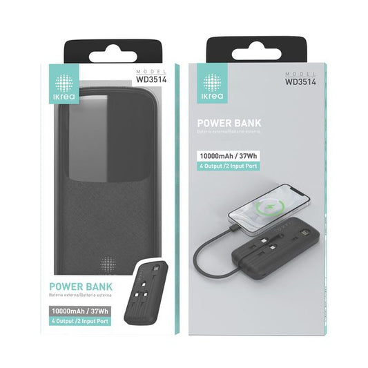 IKREA WD3514 10000mAh POWER BANK CON PANTALLA DIGITALE LED NERO