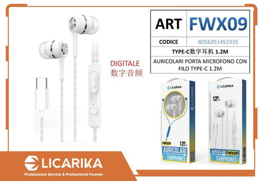 AURECOLARI PORTA MICROFONO CON FILO TYPE-C 1.2 M