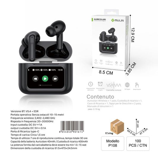 MU P108 NERO AURICOLARI STEREOWIRELESS