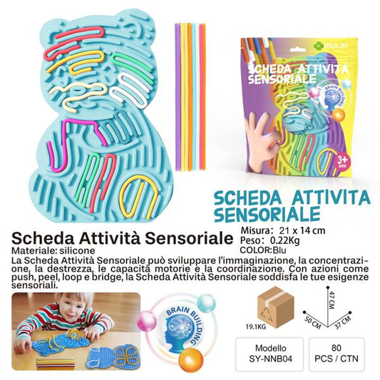 SCHEDA ATTIVITA SENSORIALE TEDDY BEAR BLU 21*14CM
