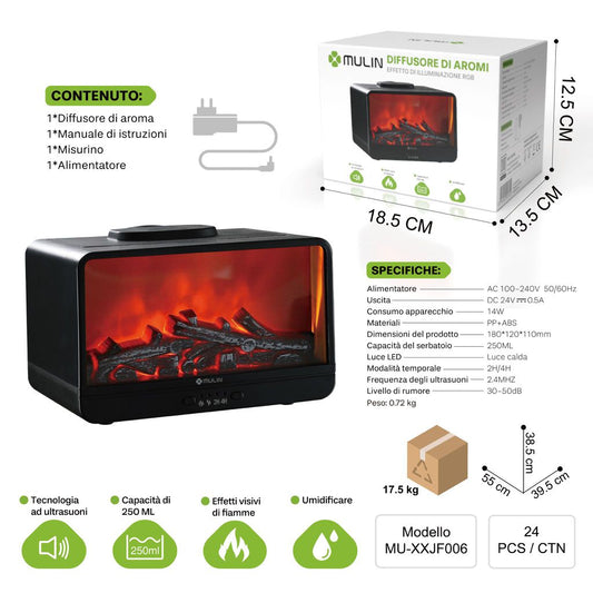 MU- XXJF006 DIFFUSORE DI AROMI 250ML NERO