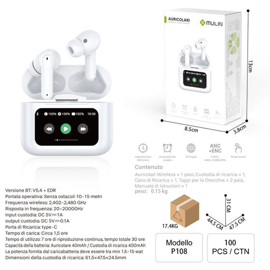MU P108 BIANCO AURICOLARI STEREOWIRELESS