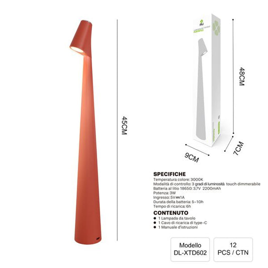 DL-XTD601 45CM LAMPADA DA TAVOLO ROSSO