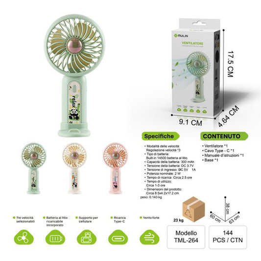 TML-264 VENTILATORE CON SUPPORTO PER CELLULARE