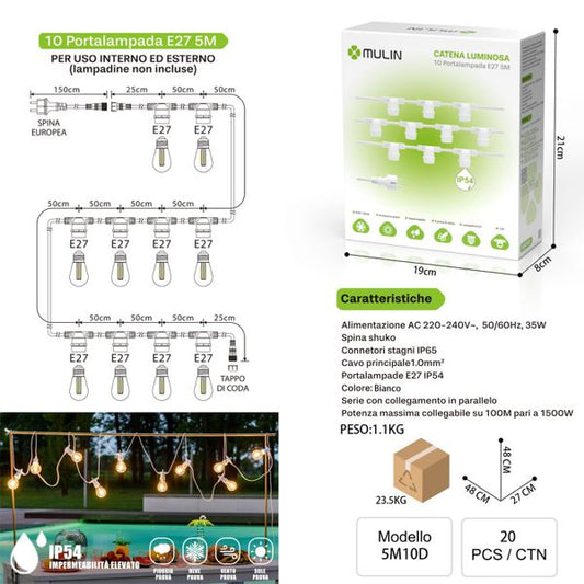 MU 5M10PORTALAMPADA LIVELLO BIANCO