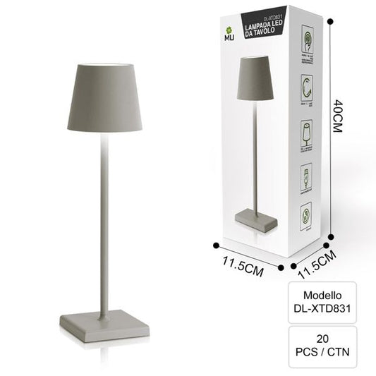 DL-XTD831  LAMPADA DA TAVOLO INFERRO GRIGIO CHIARO