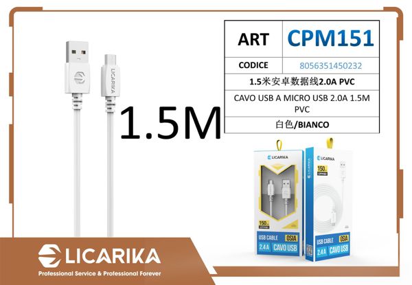 CAVO USB A MICRO USB 1.5A 1.5M PVC