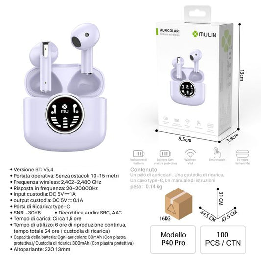 MU P4OPRO AURICOLARI STEREO WIRELESS VIOLA