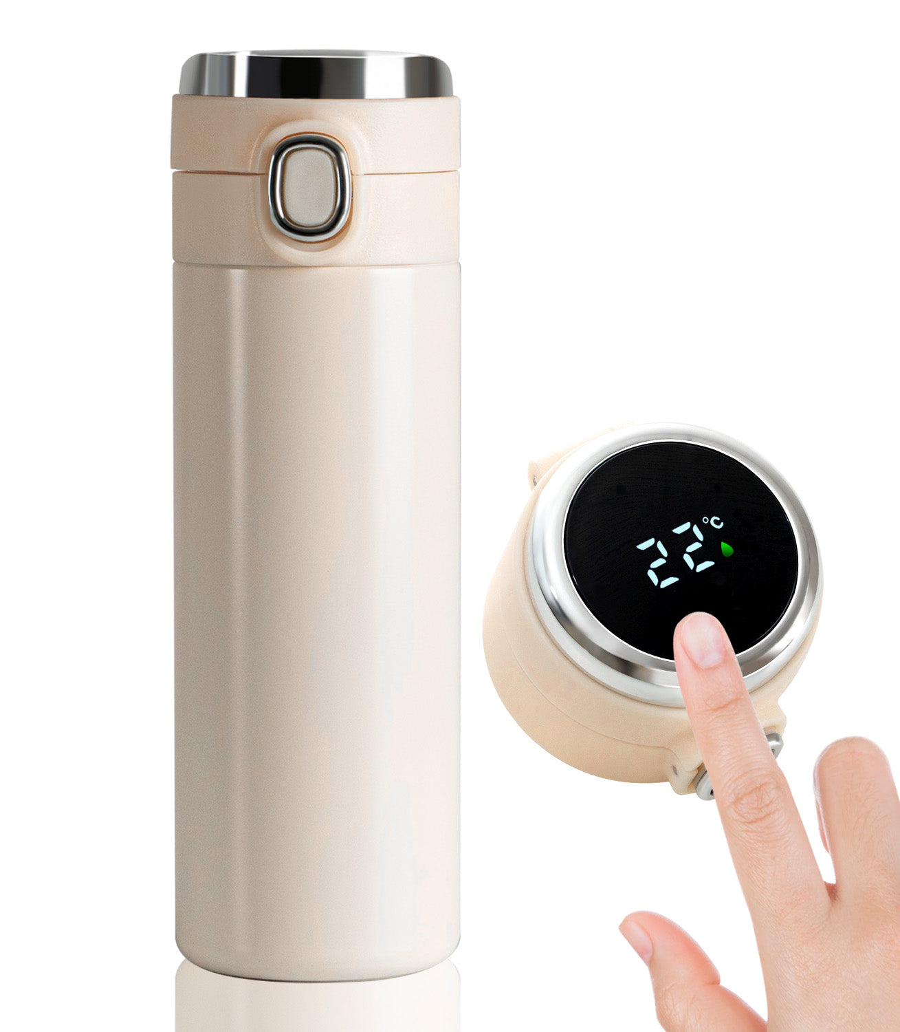 m MU Borraccia Termica con Schermo Touch LED per la Tempera 400ML Acciaio INOX