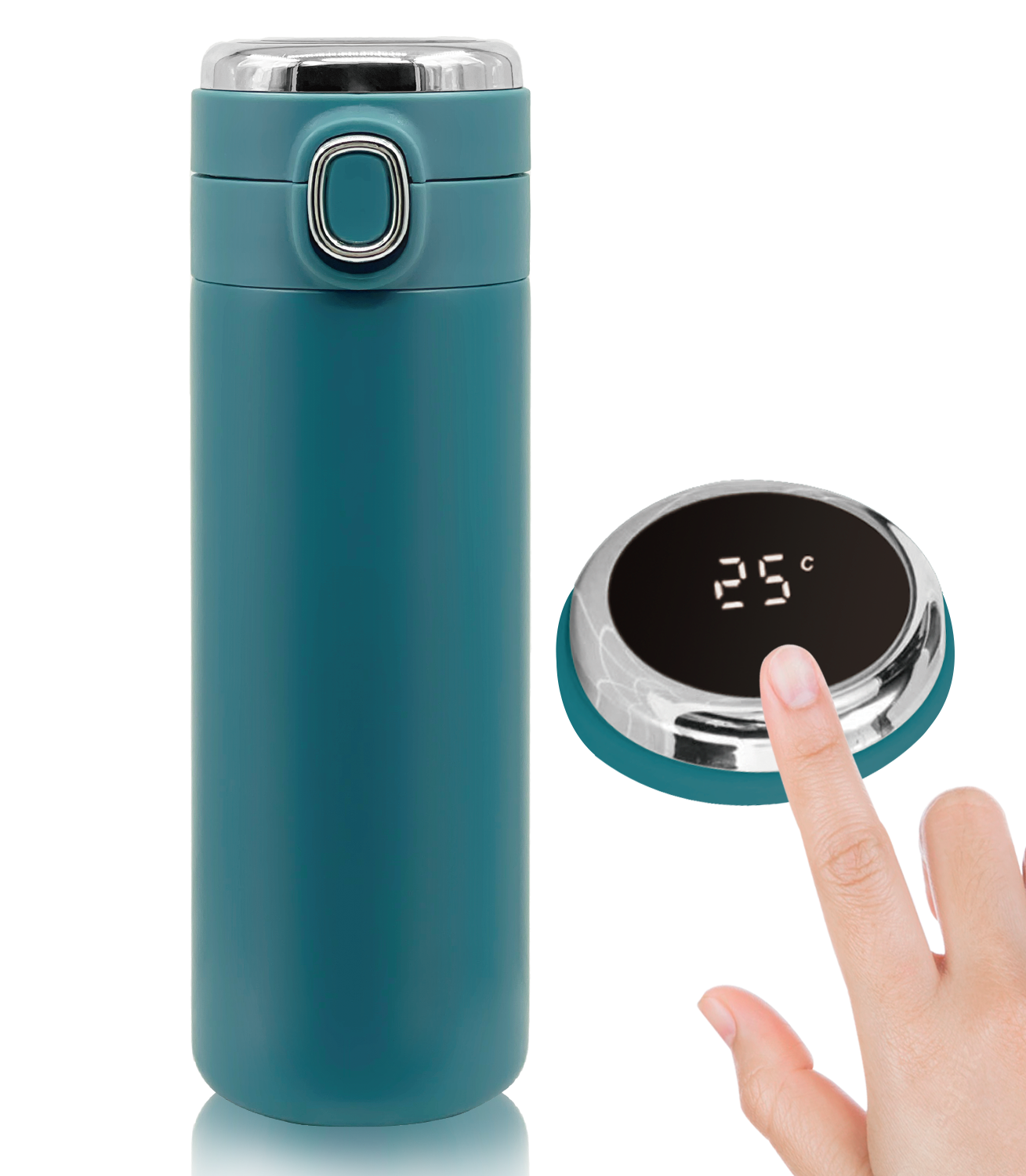 m MU Borraccia Termica con Schermo Touch LED per la Tempera 400ML Acciaio INOX