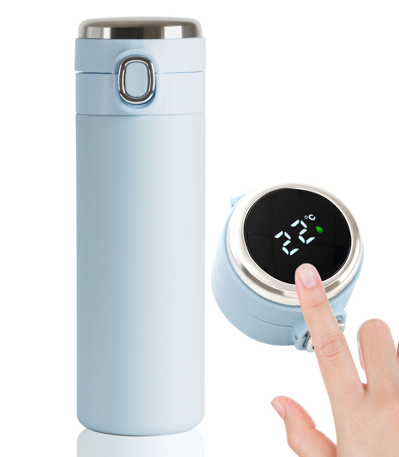 m MU Borraccia Termica con Schermo Touch LED per la Tempera 400ML Acciaio INOX