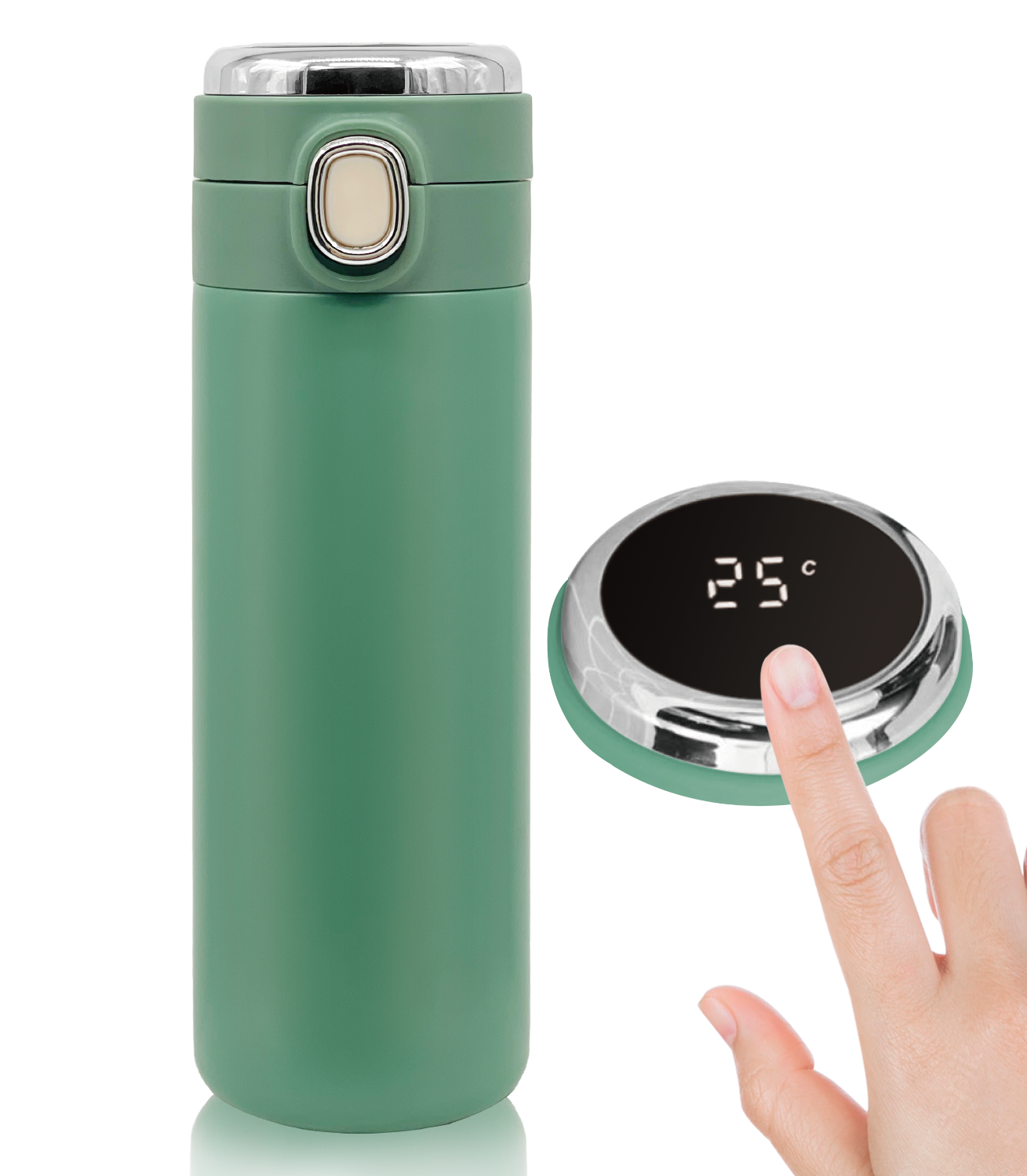 m MU Borraccia Termica con Schermo Touch LED per la Tempera 400ML Acciaio INOX
