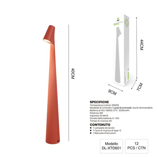 DL-XTD601 40CM LAMPADA DA TAVOLO ROSSO