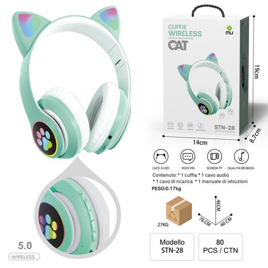 MU CUFFIE WIRELESS CAT EAR GREEN
