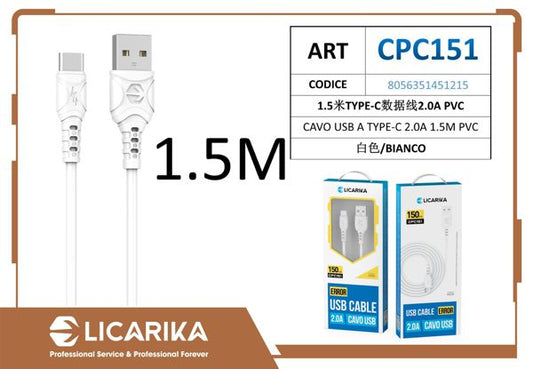 CAVO USB A TYPE-C 1.5A 1.5M PVC