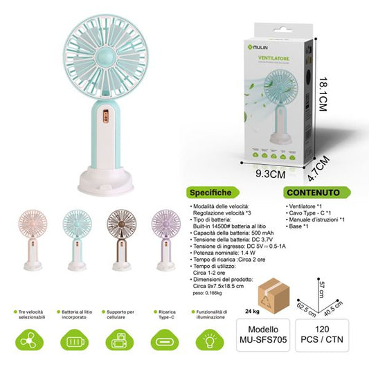MU-SFS705 VENTILATORE CON SUPPORTO PER CELLULARE