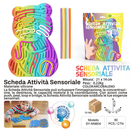 SCHEDA ATTIVITA SENSORIALE TEDDY BEAR ARCOBALENO 21*14CM
