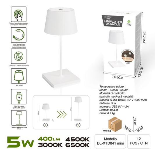 DL-XTD841MINI LAMPADA LED DA TAVOLO BIANCO