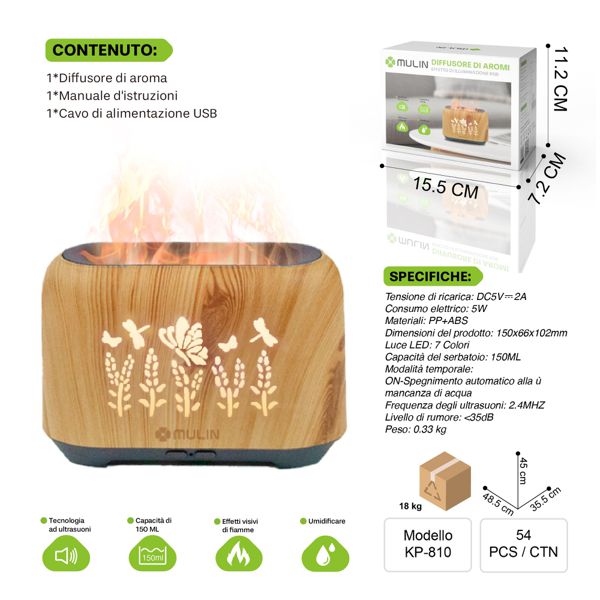 MU KP-810 DIFFUSORE DIAROMI (EFFETTO DI ILLUMINAZIONE RGB)