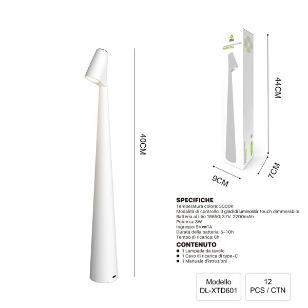 DL-XTD601 40CM LAMPADA DA TAVOLO GRIGIO