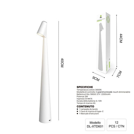 DL-XTD601 40CM LAMPADA DA TAVOLO BIANCO