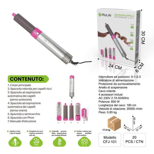 5IN1 ASCIUGACAPELLI  MULTIFUNZIONE