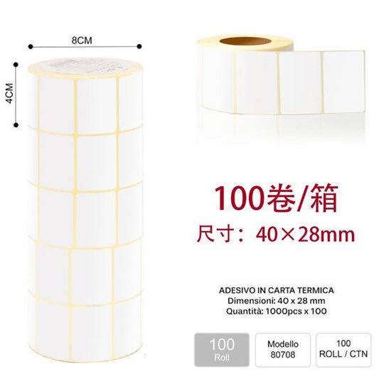 CARTA ADESIVE MISURA:40*28MM 100/ROLL