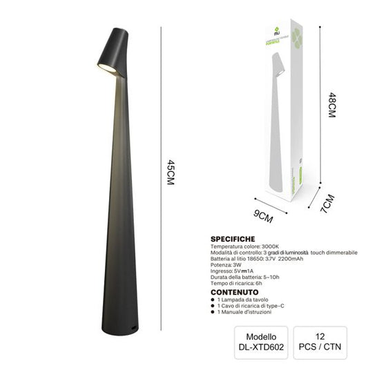 DL-XTD601 45CM LAMPADA DA TAVOLO NERO
