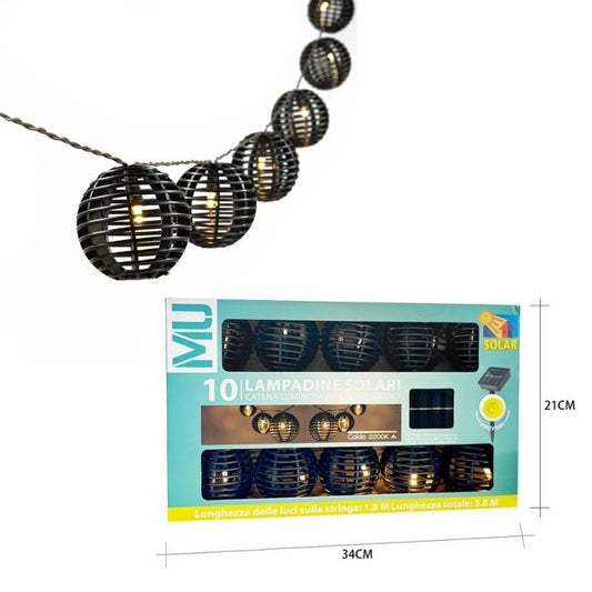 MU 3.8M 10 LAMPADINE CALDE SOLARI NERO