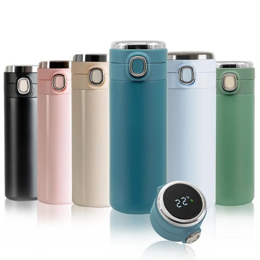 m MU Borraccia Termica con Schermo Touch LED per la Tempera 400ML Acciaio INOX